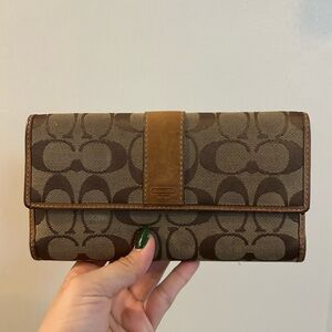 Coach Tan and Brown Signature Clutch